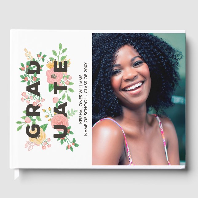 Livro De Visitas Peonies & Rosa Floral Formando - Foto (Frente)