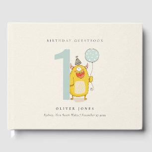 Livro De Visitas Pequeno Monstro Amarelo Bonito Qualquer Idade Aniv