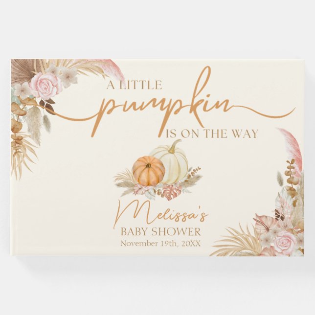 Livro De Visitas Pequeno Pumpkin Boho Fall Floral (Frente)