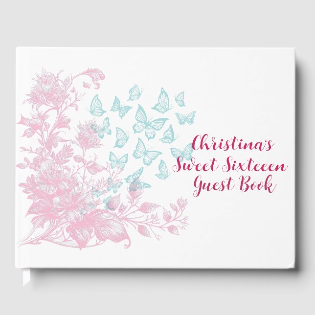 Livro De Visitas Personalizada Floral Girly Sweet Sessenta Keepsasa (Frente)