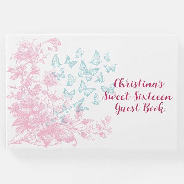 Livro De Visitas Personalizada Floral Girly Sweet Sessenta Keepsasa (Frente)