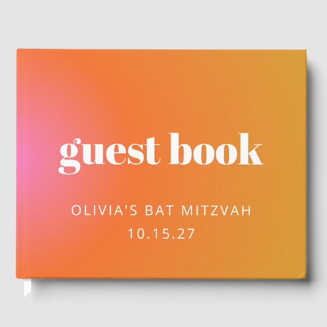 Livro De Visitas Personalizado Bat Mitzvah Único com Gradiente Lara (Frente)