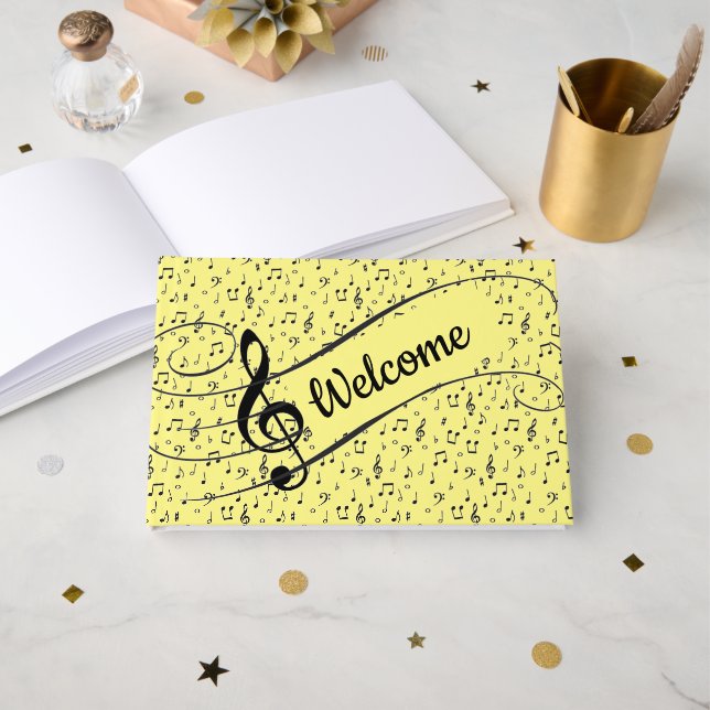 Livro de Visitas Personalizado Black Musical (Frente aberta)