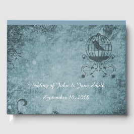 Livro De Visitas Personalizar Gaiola de Pássaros Azul Profundo