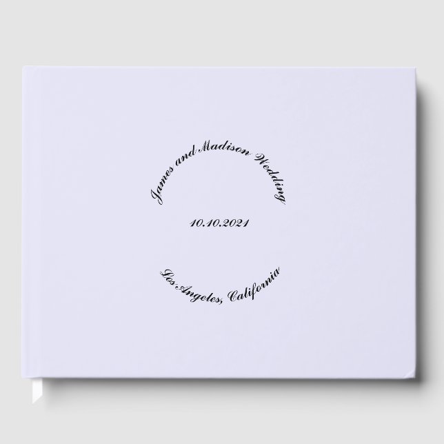 Livro De Visitas Personalizar nome, data, casamento de Lavanda negr (Frente)