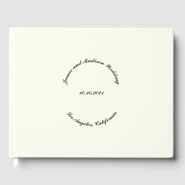 Livro De Visitas Personalizar Nome, data, casamento de marfim preto (Frente)