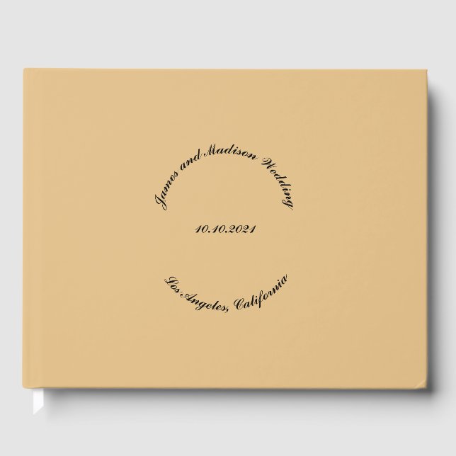 Livro De Visitas Personalizar nome, data, casamento preto, camelo (Frente)