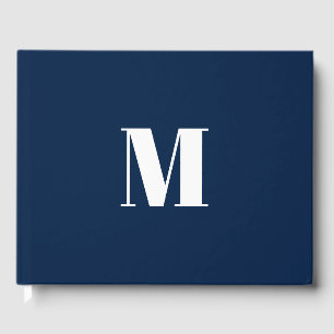 Livro De Visitas Personalizar o marinho azul azul do monograma
