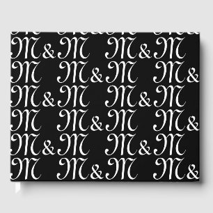 Livro De Visitas Personalizar w casal Iniciais preto