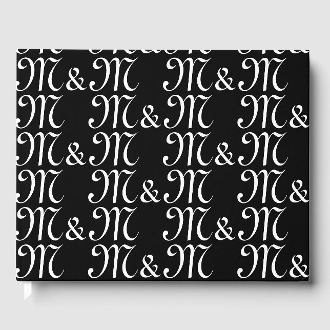 Livro De Visitas Personalizar w casal Iniciais preto (Frente)