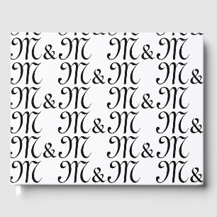 Livro De Visitas Personalizar w casal Iniciais preto