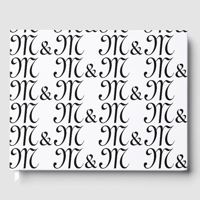 Livro De Visitas Personalizar w casal Iniciais preto (Frente)