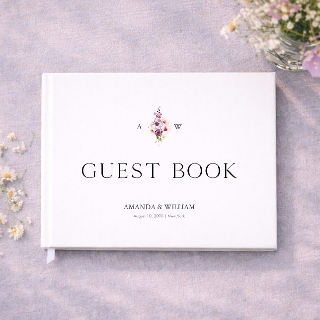 Livro De Visitas Personalized Floral Wedding Guest Book (Criador carregado)