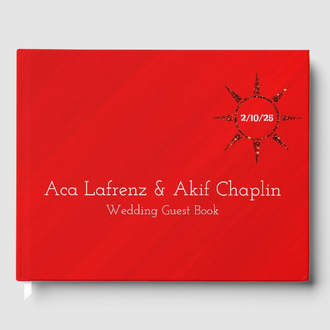 Livro De Visitas Personalized Simply Elegant Red Glamour (Frente)