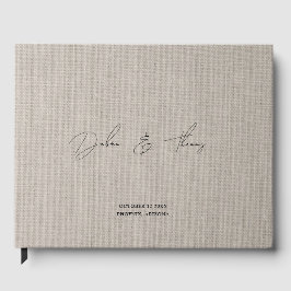 Livro De Visitas Personalized Wedding Modern Minimalist Faux Linen
