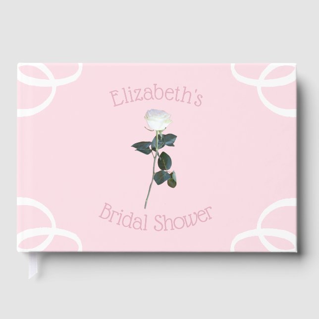 Livro De Visitas Petal de Rosa Branca Chá de Noiva (Frente)