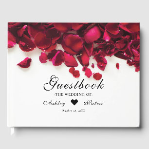 Livro De Visitas Pétalas de rosa vermelha que Wedding