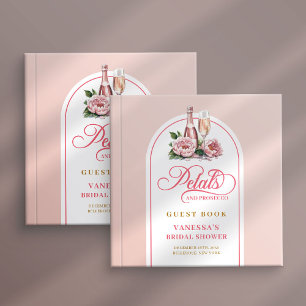 Livro De Visitas Pétalas graciosas e prosecco chic rosa dourado