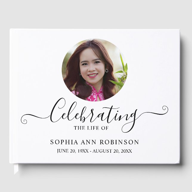 Livro De Visitas Photo Funeral Memorial Modern Keepsake (Frente)