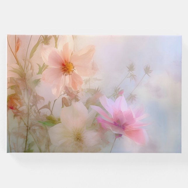 Livro De Visitas Pia-guia funerária e floral azul (Frente)