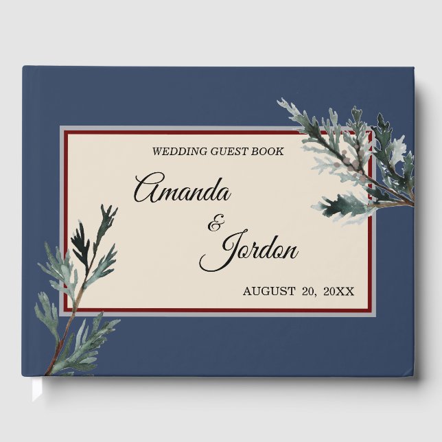 Livro De Visitas Pine Blue Casamento no inverno Guest Book (Frente)