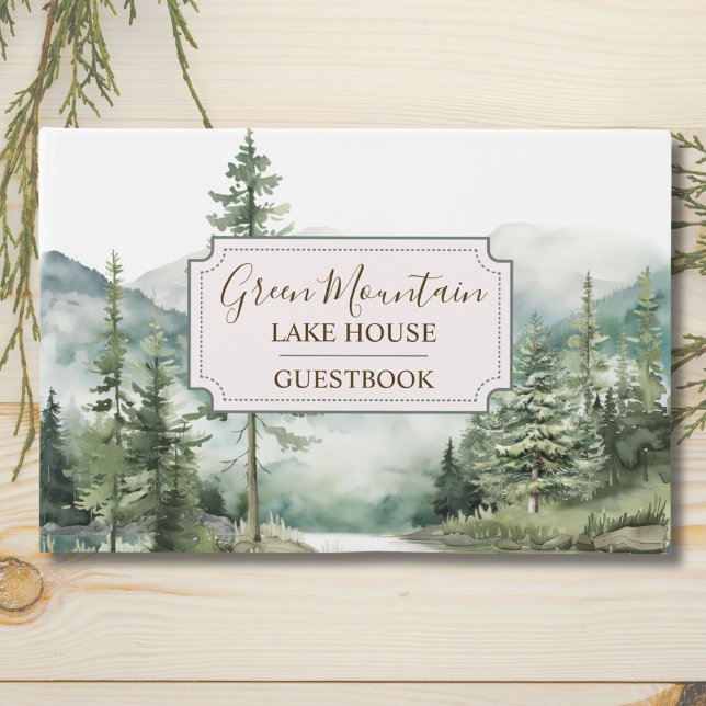 Livro De Visitas Pine Forest Lake Landscape House Guestbook Cabine (In situ)
