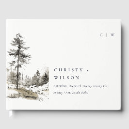Livro De Visitas Pine Woods Mountain Landscape Casamento