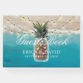Livro De Visitas Pineapple Jar String Luz Casamento Tropical Praia