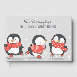 Livro De Visitas Pinguins de Sking de Nome Personalizado