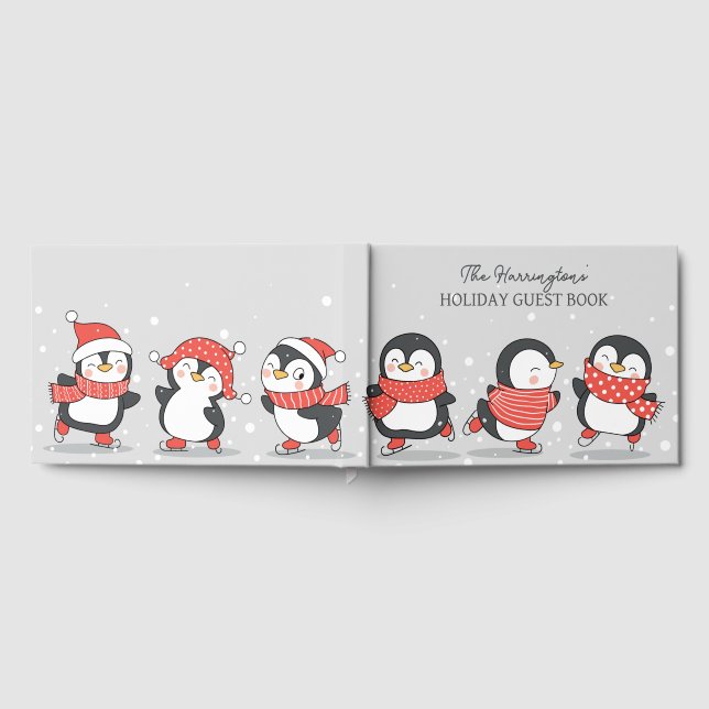 Livro De Visitas Pinguins de Sking de Nome Personalizado (Completo)