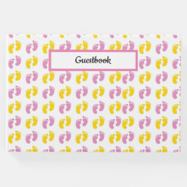 LIVRO DE VISITAS PINK AMARELO BRANCO DE GAROTA