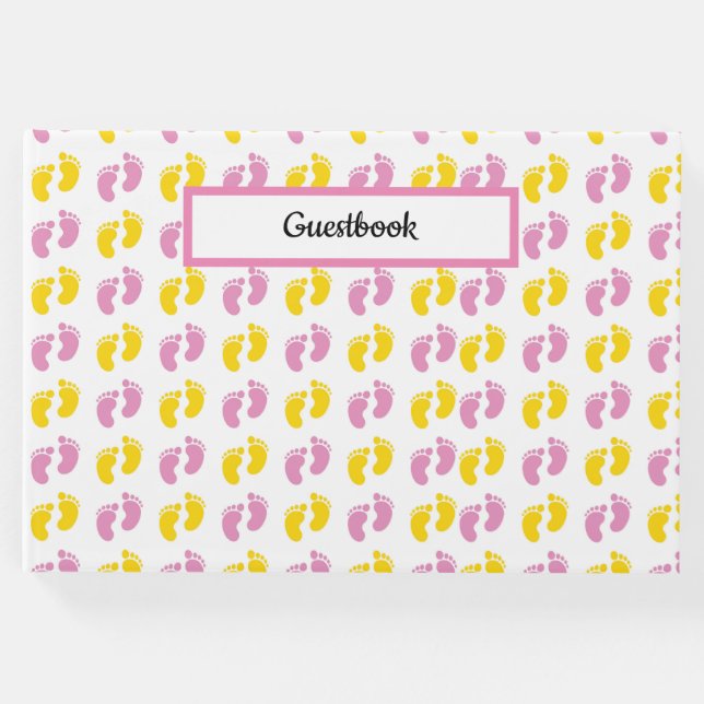 LIVRO DE VISITAS PINK AMARELO BRANCO DE GAROTA (Frente)