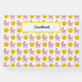 LIVRO DE VISITAS PINK AMARELO BRANCO DE GAROTAS DE BEBÊ