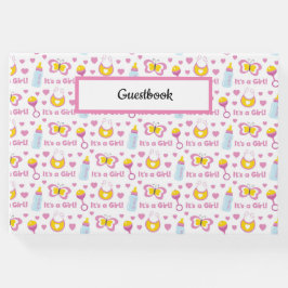 LIVRO DE VISITAS PINK AMARELO BRANCO É UM BEBÊ DE GAROTA