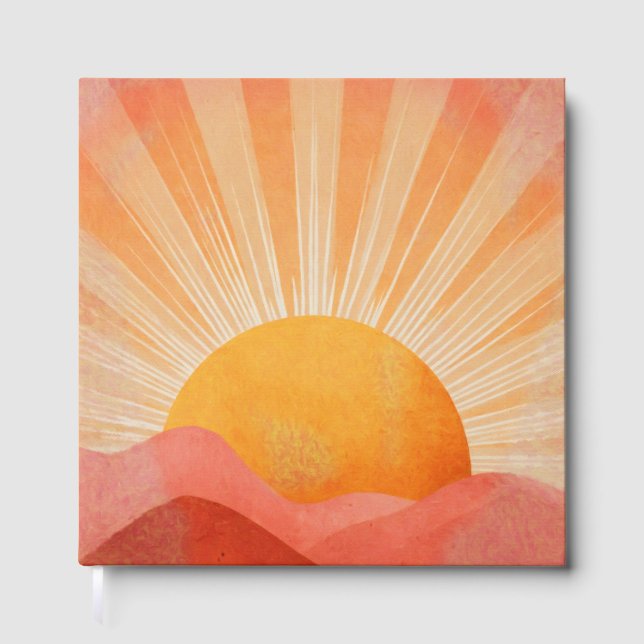 Livro De Visitas Pink and Orange Boho Sunrise (Frente)