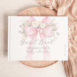 Livro De Visitas Pink Bow Coquette Baby Girl Shower