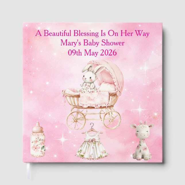 Livro De Visitas Pink Chinoiserie Baby Shower Guest Book (Frente)