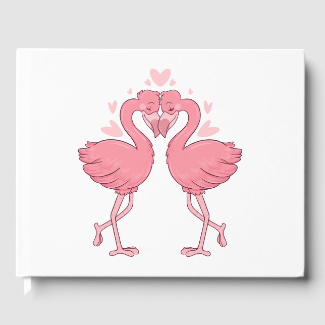 Livro De Visitas Pink Flamingo Tropical Hawaiian Beach Wedding (Frente)