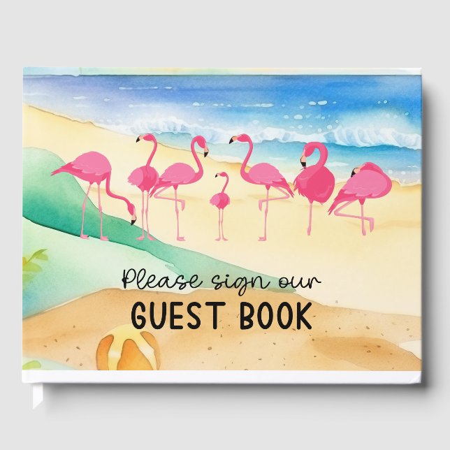 Livro De Visitas Pink Flamingo Vacing Rental Guest Book (Frente)