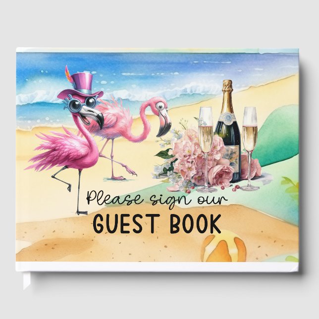 Livro De Visitas Pink Flamingo Vacing Rental Guest Book (Frente)