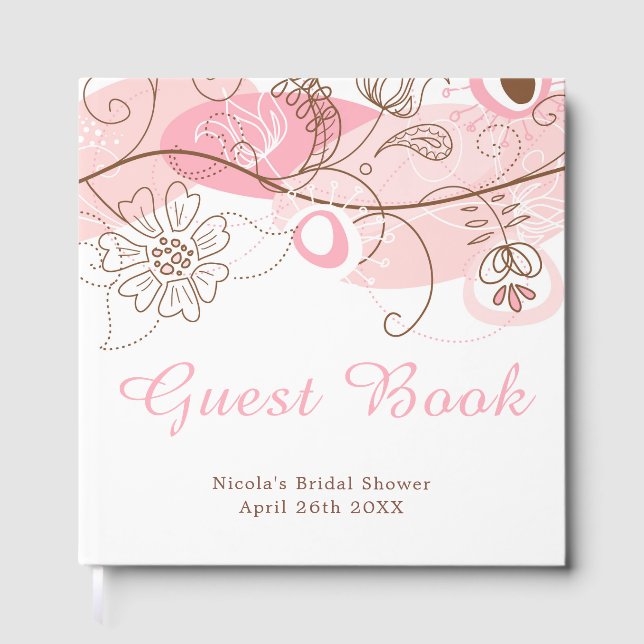 Livro De Visitas Pink Floral Twist Bridal Shower (Frente)