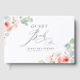 Livro De Visitas Pink Flowers Elegant Romantic Greenery Wedding