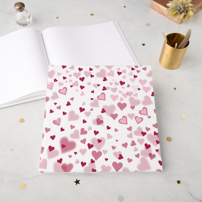 Livro De Visitas  Pink Lovely Hearts Pattern  (Frente aberta)