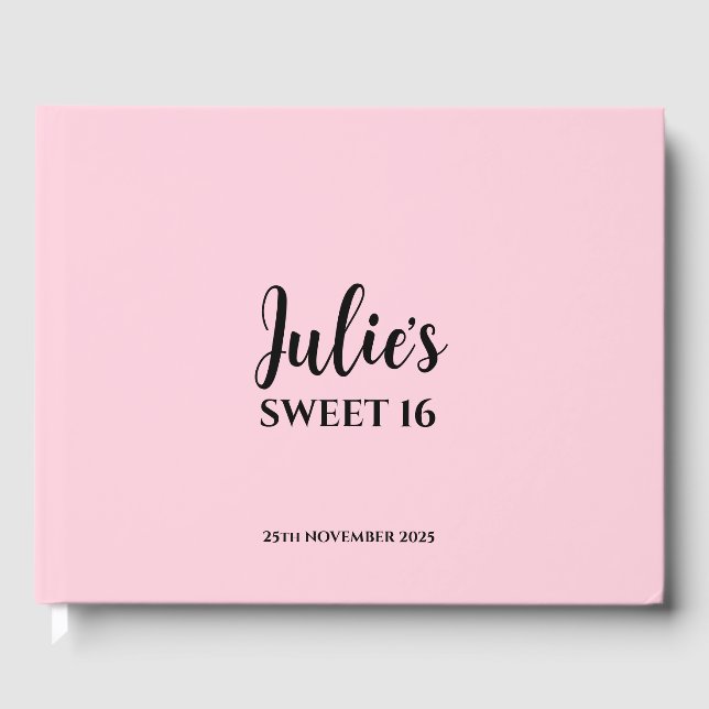 Livro De Visitas Pink Personalizado Sweet 16 Guest Book (Frente)