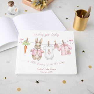 Livro De Visitas Pink Peter the Rabbit Clothesline Baby Shower  
