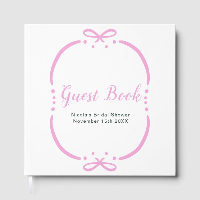 Livro De Visitas Pink Ribbon Bridal Shower (Frente)