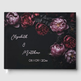 Livro De Visitas Pink Shiny Flower Black | Wedding