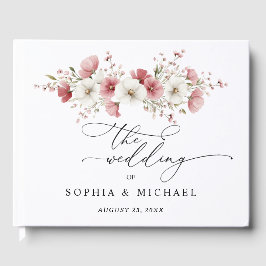 Livro De Visitas Pink Wild Flowers Wedding Guest Book