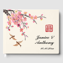Livro De Visitas Pintor chinês flores aves casamento