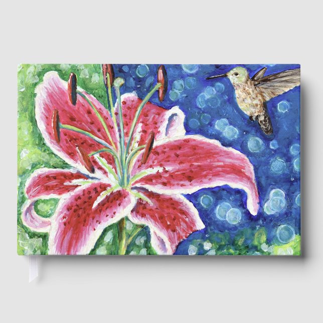 Livro De Visitas Pintor Hummingbird e Stargazer Lily (Frente)